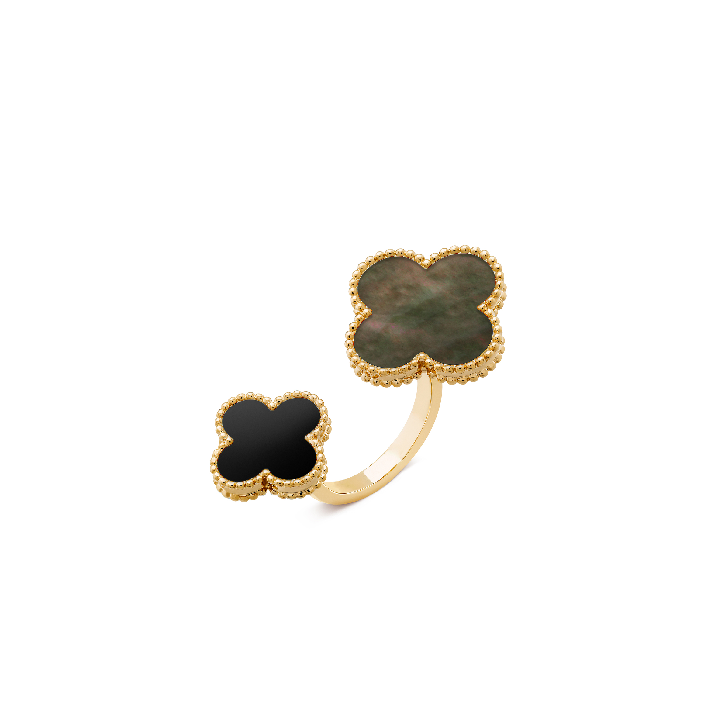 V*N CL*F  arpels magic alhambra between the finger ring - yellow gold, mother-of-pearl, onyx  vcarn05700